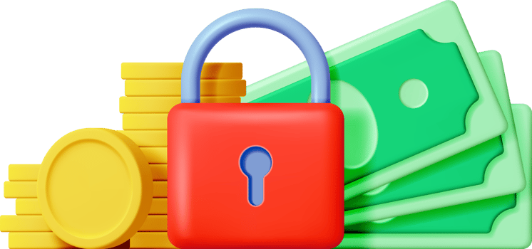 3D Money Cash with Padlock png
