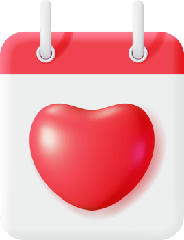 3D Red Calendar with Heart png