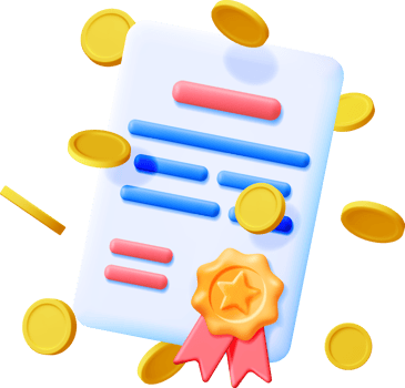 3D Certificate with Stamp and Money png