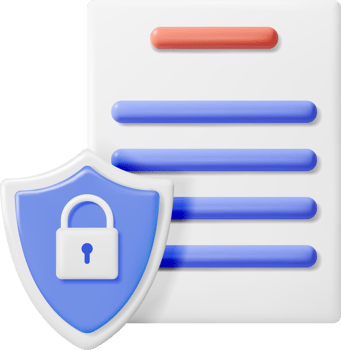 3D Document with Padlock in Shield png
