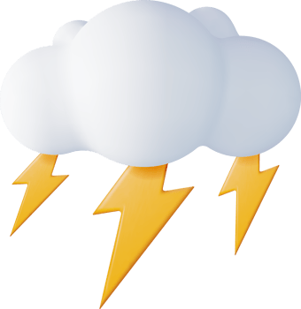 3D Cloud with Lightning Icon png