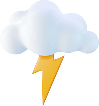 3D Cloud with Lightning Icon png