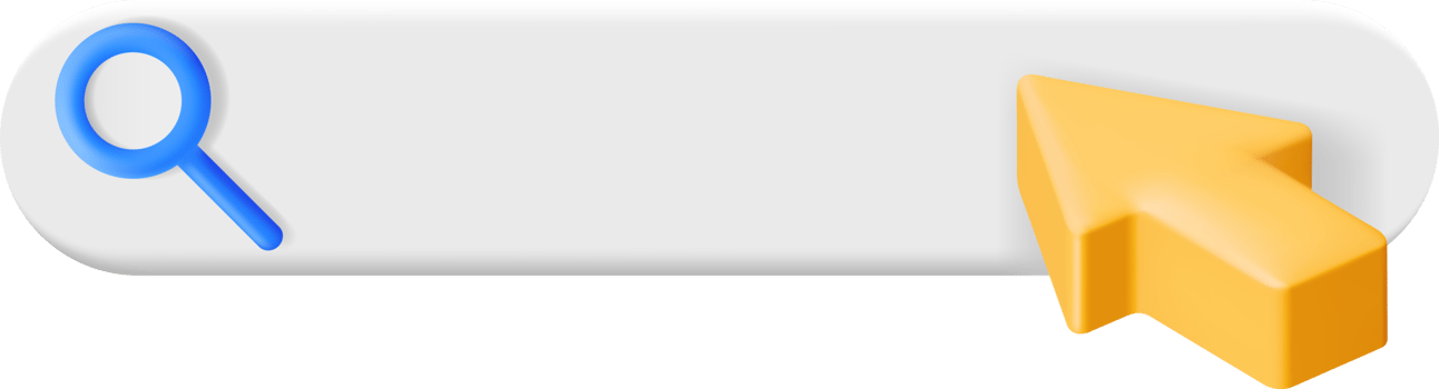 3D Search Bar with Cursor and Magnifying Glass png