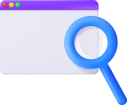 3D Browser Window and Magnifying Glass png