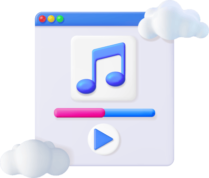 3D Music Note in Cloud in Browser Window png