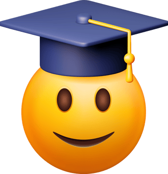 3D Happy Smiling Emoticon in Graduate Cap png