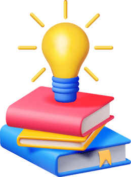 3D Stack of Closed Books with Light Bulb png