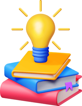 3D Stack of Closed Books with Light Bulb png