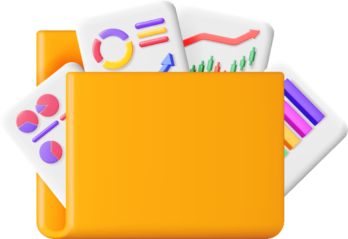 3D File Folder full of Sheet with Pie Diagram png