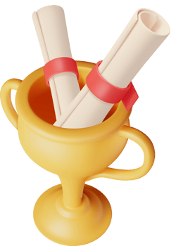 3D Gold Trophy with Diploma png