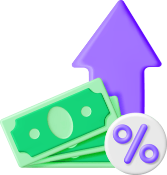 3D Growth Stock Chart Arrow with Dollars png