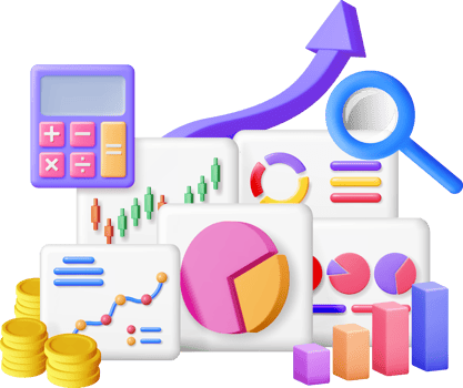 3D Financial Reports Concept png