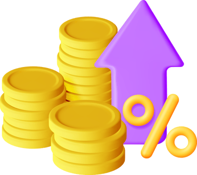 3D Growth Stock Chart Arrow with Golden Coins png