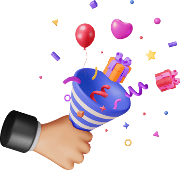 3D Party Popper with Confetti in Hand png