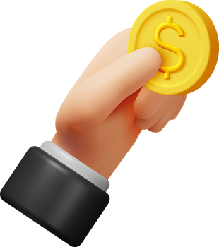 3D Gold Coin with Dollar Sign in Hand png