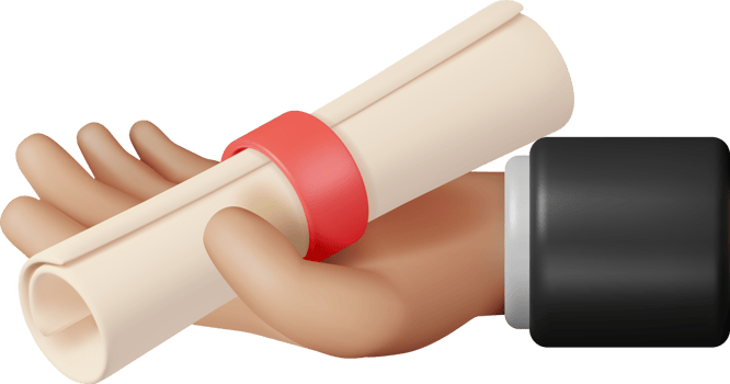 3D Diploma Paper Scroll in Hand png