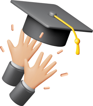 3D Hand Throwing Graduation Hats in Air png