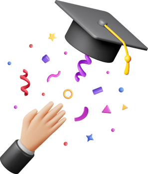 3D Hand Throwing Graduation Hat in Air png
