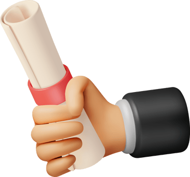 3D Diploma Paper Scroll in Hand png