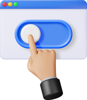 3D Hand and Switch Button in Browser png