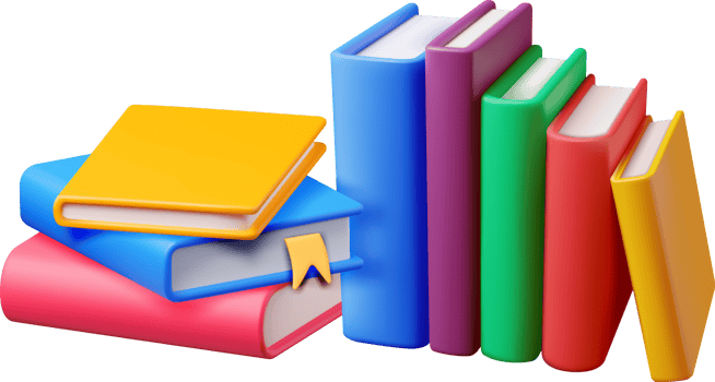 3D Stack of Closed Books png