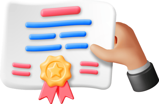 3D Certificate Icon with Stamp and Ribbon in Hand png