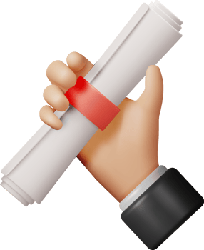 3D Diploma Paper Scroll in Hand png