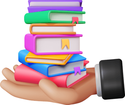 3D Stack of Closed Books in Hand png