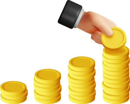 3D Stack of Gold Coins and Hand. png