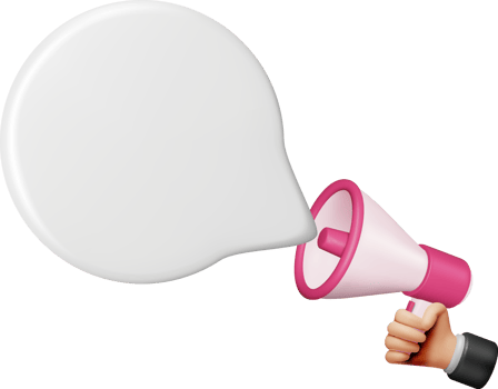 3D Megaphone with Blank Bubble Chat png