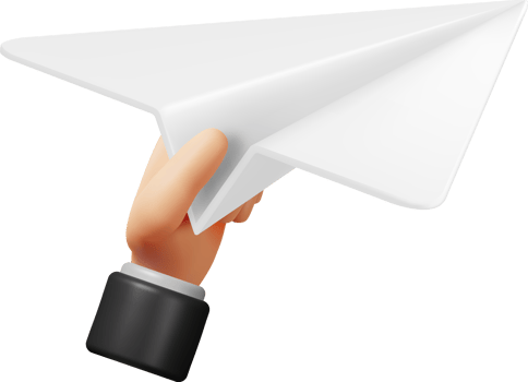 3D Blue Paper Plane in Hand png