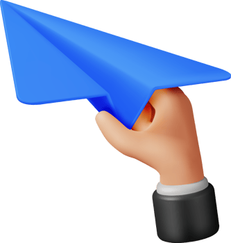 3D Blue Paper Plane in Hand png