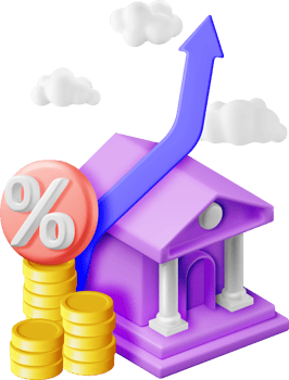3D Growth Bank Stock Chart Arrow with Golden Coins png
