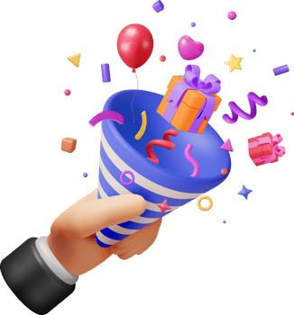 3D Party Popper with Confetti in Hand png