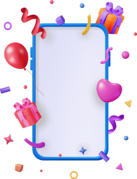3D Party Confetti on Mobile Phone png