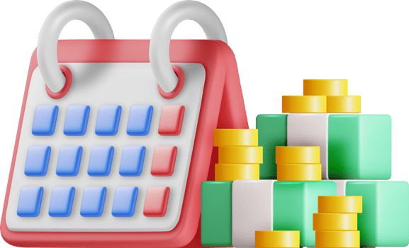 3D Calendar and Golden Coins png