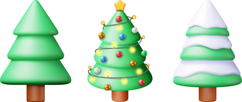 3D Christmas Tree Decorated png