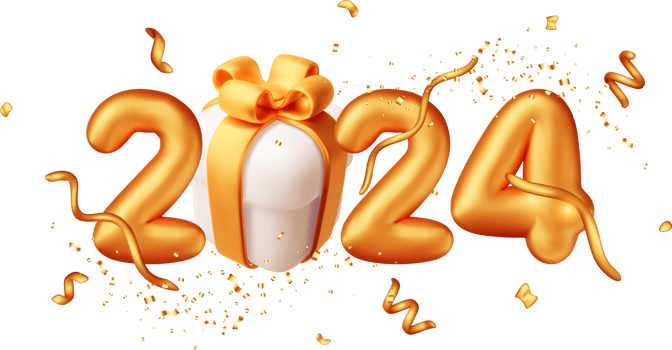 3d Gold Balloon 2024 New Year Symbol png