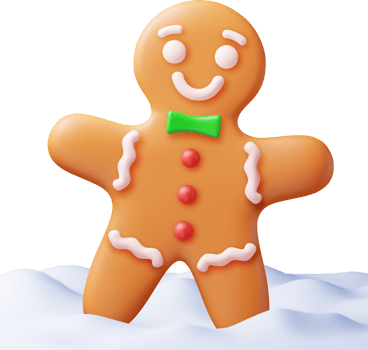 3D Holiday Gingerbread Man Cookie in Snow png