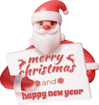 3D Funny Santa Claus Character Greetings Banner png