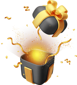 3D Open Gift Box with Golden Confetti. png
