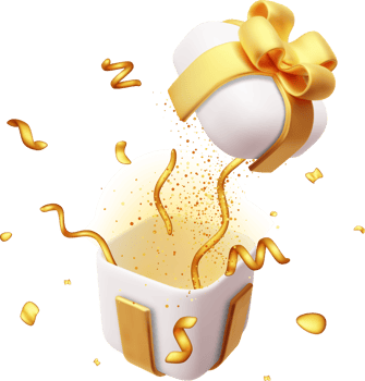3D Gift Box With Falling Confetti. png
