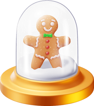 3D Glass Christmas Snow Globe with Gingerbread Man png