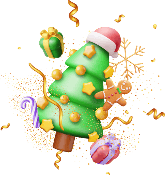 3D Christmas Tree Decorated png