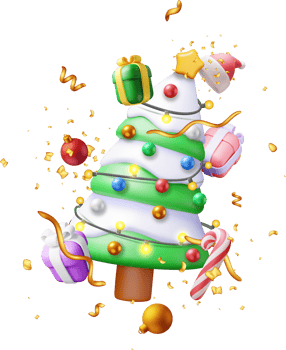 3D Christmas Tree Decorated png