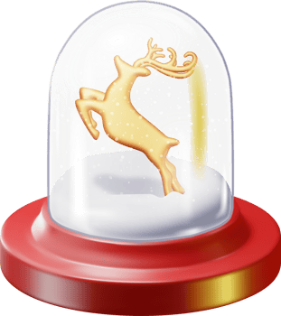 3D Glass Christmas Snow Globe with Deer png