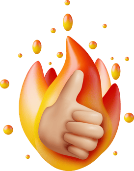 3D Thumbs Up Hand Gesture in Fire png