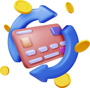 3D Round Arrow with Bank Card and Golden Coins. png