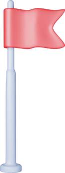 3D Red Flag on Metal Flagpole png