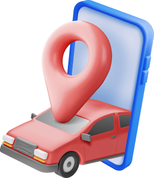 3D Sedan Car, Location Pin on Smartphone Screen png